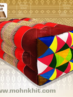 หมอนขิดเก้าลูกใหญ่ลายขิดหน้าดอกไม้ 52x28 Cm // Khit pillow large 9 rows 52x28cm kapok 100%Traditional Floor Cushions.