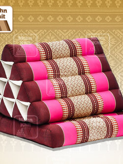 หมอนสามเหลี่ยม 10 ช่องติดเบาะ 1 พับ 50x76x35Cm Tri-angle kapok 100%Traditional Floor Cushions 10 holes with 1part of mattress.