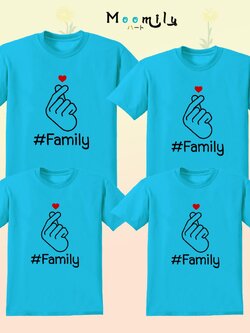 เสื้อครอบครัวสีฟ้า แฮชแทคมินิฮาร์ท MML#FAMILYB