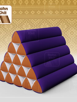 หมอนสามเหลี่ยม15 ช่องเดี่ยว ประกบคู่2สีผ้าฝ้าย 52cmx36cmx32cm// Thai Tri-angle Cotton Design Traditional Floor Cushions.