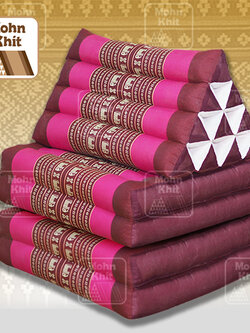 หมอนสามเหลี่ยม 10 ช่องติดเบาะ 4 พับ 53x180x30cm// Tri-angle kapok Traditional Floor Cushions 10 holes with 4 part of mattress.