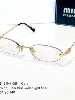 แว่นMiu Miu MU A54S 5AK08N (เลนส์บลูบล็อกกรองแสงสีฟ้า แสงUV)