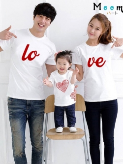 เสื้อพ่อแม่ลูก LOVE ใส่แมทช์กันน่ารักๆค้า เสื้อครอบครัวสีขาว เสื้อท่องเที่ยว เสื้อทีม เสื้อวันสำคัญ MMLLOVE_WH