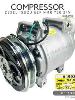 คอมเพรสเซอร์ อีซูซุ เอล์ฟ NMR 270 , เซกเซล 24 โวลต์ ร่องเอ COM0193 VALEO 815029 COMPRESSOR ZEXEL ISUZU ELF NMR 720 24V คอมแอร์ วาลีโอ