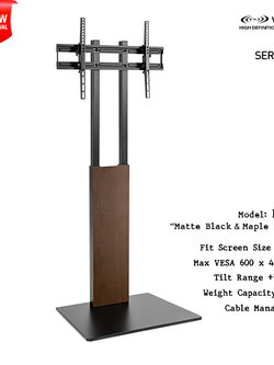 ENIX F7300-Matte Black & Maple Brown ขาตั้งทีวี 37"-70" Pure Flat Design, Max VESA 600x400mm., weight capacity 40 kg = ไม่มีล้อ =