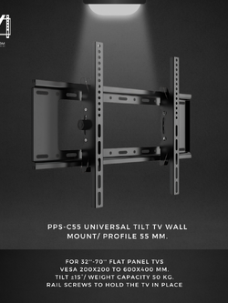 PPS-C55 ขาแขวนทีวี ขนาด 32"- 70" ปรับก้ม-เงยได้ ±15°, Max VESA 600x400 mm., Weight Capacity 50 kg.