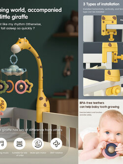 โมบายติดเตียง (ใส่ถ่าน) ติดตั้งได้ทั้งเตียงและโต๊ะ พร้อมรีโมท : Giraffe