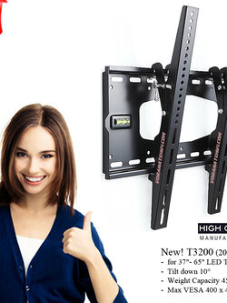 2022 All New T3200(เหล็กหนา) ขาแขวนทีวี แบบปรับก้มหน้าจอได้ สำหรับ LED TV 37 - 65 นิ้ว, Max VESA 400 x 400 mm., Weight Capacity 45 kg