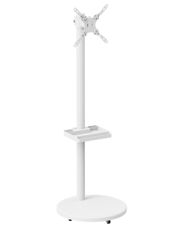 Chloe (โคล-เอ้) Matte White ขาตั้งทีวี 17"-43" ดีไซน์เก๋ พร้อมล้อเลื่อน VESA 75x75 to 200x200 (mm)., Weight Capacity 15 Kg.