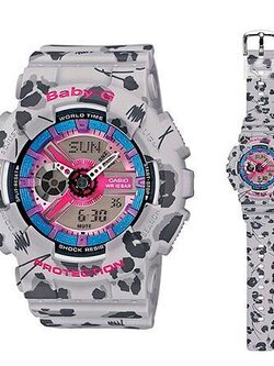 นาฬิกาข้อมือหญิง สีเทา สายเรซิ่น Casio Baby G รุ่น BA-110FL-8ADR