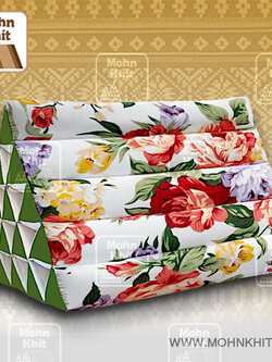 หมอนสามเหลี่ยม15ช่องลายกุหลาบวินเทจ 52cmx36cmx32cm// Thai Tri-angle Cotton kapok 100%Traditional Floor Cushions .