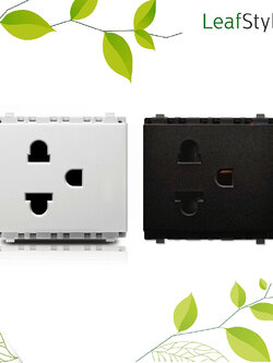เต้ารับเดี่ยว แบบมีกราวด์ ฟิลิปส์ รุ่นลีฟ LeafStyle Simplex 2P+E US-EU socket PHILIPS