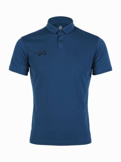 WARRIX PIN POLO Shirt เสื้อโปโล วอริกซ์ แขนสั่น ตัดต่อแบบไหล่ล้ำ สีกรมท่า DD