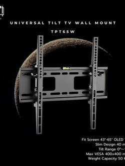 New TPT65W Slim Design ขาแขวนทีวี ขนาด 43"- 65" ปรับก้มได้ 0°~-10°, Max VESA 400x400 mm., Weight Capacity 50 kg.