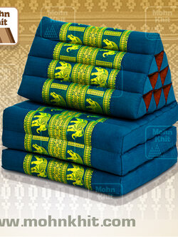 หมอนสามเหลี่ยมลายช้างด้ายทอ 10 ช่องติดเบาะ 3พับ 52x165x30cm// Tri-angle kapok100% tribal pattern Traditional Floor Cushions 10 holes with3 part of mattress.