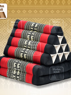 หมอนสามเหลี่ยม10 ช่องติดเบาะ 2 พับ 50x116x38 cm//Tri-angle kapok 100%Traditional Floor Cushions 10 holes with 2 part of mattress.