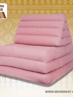 หมอนสามเหลี่ยมชมพูพาสเทล 10 ช่องติดเบาะ 3พับ 53x200x30cm// Tri-angle kapok100%Traditional Floor Cushions 10 holes with 3 part of mattress.