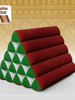 หมอนสามเหลี่ยม15 ช่องเดี่ยว ประกบคู่2สีผ้าฝ้าย 52cmx36cmx32cm// Thai Tri-angle Cotton Design Traditional Floor Cushions.