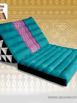 หมอนสามเหลื่ยม15 ช่องติดเบาะ1พับ ต่อผ้าพิเศษ 50x90x36Cm Tri-angle kapok Traditional Floor Cushions 15 holes with 1 part of mattress.