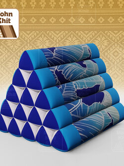 หมอนสามเหลี่ยม15 ช่องเดี่ยว ประกบลายDesign 52cmx36cmx32cm// Thai Tri-angle Cotton Design Traditional Floor Cushions.