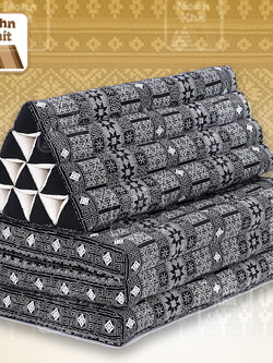 หมอนสามเหลี่ยมลายเขียนเทียน10 ช่องติดเบาะ 3 พับ 80x170x30 cm // Large Tri-angle kapok silk 100%Traditional Floor Cushions 10 holes with 3 part of mattress.