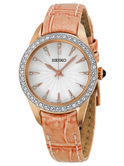 นาฬิกาข้อมือผู้หญิง SEIKO Pinkgold สายหนัง รุ่น SRZ388P1 - สีPinkgold