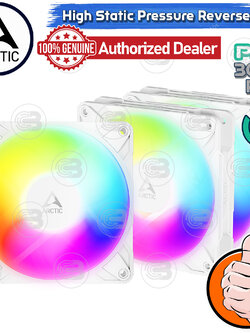 [CoolBlasterThai] ARCTIC P12 PRO REVERSE PST A-RGB WHITE (size 120 mm.) X3 Value Pack PC Fan Case ประกัน 6 ปี