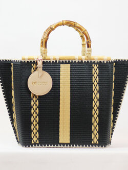 กระเป๋าเสื่อกก (รุ่นไม่บุผ้า) สีดำ