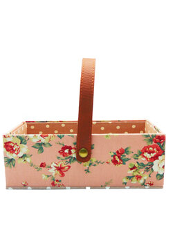 กล่องบุผ้าลายดอกไม้-สายหนัง (คละลาย)