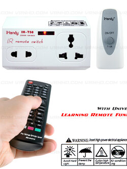IH-T58 ปลั๊กไฟ 2 ช่อง Max 2,000Watts/10A พร้อมสวิทซ์ปิด-เปิดระยะไกล ด้วยรีโมทอินฟราเรด