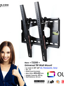 All New T3200 ขาแขวนทีวี สำหรับ OLED TV ขนาด 55"- 65" Panasonic, LG, Sony ปรับก้มหน้าจอได้ -10°, Max VESA 400x400(mm), Weight Capacity 45 Kg.