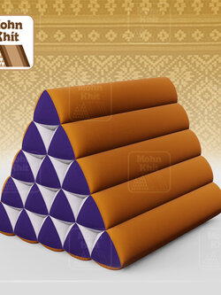หมอนสามเหลี่ยม15 ช่องเดี่ยว ประกบคู่2สีผ้าฝ้าย 52cmx36cmx32cm// Thai Tri-angle Cotton Design Traditional Floor Cushions.
