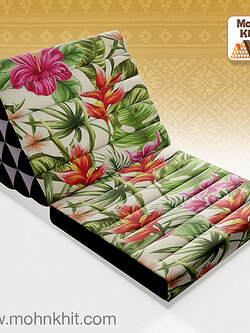 หมอนสามเหลี่ยม"ฮาวาย"15 ช่องติดเบาะ1พับ 55x90x36Cm Tri-angle kapok Hawaiian pattern Traditional Floor Cushions 15 holes with 1 part of mattress.