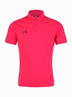 WARRIX PIN POLO Shirt เสื้อโปโล วอริกซ์ แขนสั่น ตัดต่อแบบไหล่ล้ำ สีบานเย็น P5