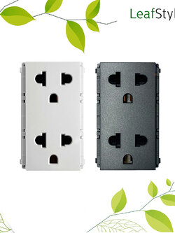 เต้ารับคู่แบบมีสายดิน และม่านนิรภัย ฟิลิปส์ รุ่นลีฟ LeafStyle Duplex 2P+E US-EU Socket PHILIPS