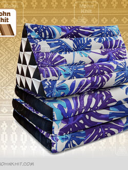 หมอนสามเหลี่ยมลายฮาวาย 15 ช่องติดเบาะ3 พับ 57cmx180cmx38cm Tri-angle Cotton kapok 100%Traditional Floor Cushions 15 holes with 3 part of mattress.