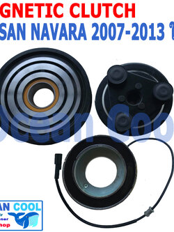 คลัชคอมแอร์ นิสสัน นาวาร่า 2007 - 2013 คลัชใหญ่ MGC0043 Magnetic Clutch NISSAN NAVARA ชุดหน้าคลัชคอมแอร์ อะไหล่ แอร์ รถยนต์ ลูกปืนมู่เล่ NSK แท้ 2008 2009 2010 2011 2012