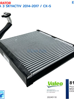 คอยล์เย็น มาสด้า 3 สกายแอคทีฟ 2014 - 2017 , CX-5 VALEO รหัส 814877 EVA0231 EVAPORATOR MAZDA 3 SKYACTIC '14-'17 วาลีโอ ตู้แอร์ คอยเย็น