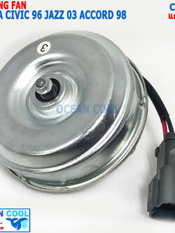 มอเตอร์พัดลม แผงแอร์ ฮอนด้า แกนมอเตอร์ 7มม CF0120 ซิตี้ ปี1996 - 2003 ซีวิค 1996 - 2001 แจ๊ส 2003 แอคคอร์ 98 cooling fan for honda Jazz City Civic accord