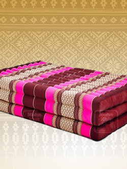 ที่นอนขิด 3 พับลายไทยสีชมพู ขนาด 110x180x7Cm //Large 3 part mattresses Cotton, kapok