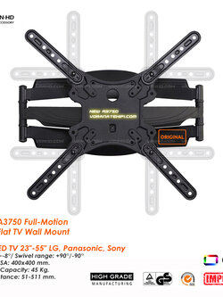 New A3750 ขาแขวนทีวี 23-55 นิ้ว OLED TV LG, Panasonic, Sony แบบ Full Motion Multi-Arm Ultra Flat TV Wall Mount, Max VESA 400x400 mm., Weight Capaciity 45 Kg.