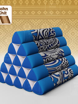 หมอนสามเหลี่ยม15ช่องเดี่ยว ประกบลายDesign 52cmx36cmx32cm// Thai Tri-angle Cotton Design Traditional Floor Cushions.
