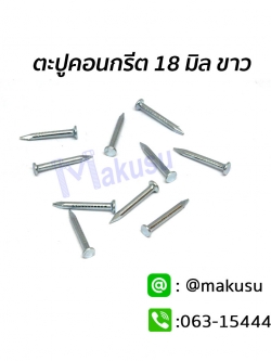 ตะปูคอนกรีต 18 มิล (ขาว) ตะปูขาว ตะปูยึดคอนกรีต ตะปูคอนกรีตสั้น สีขาว ปลายแหลมคม
