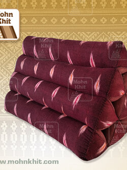 หมอนสามเหลี่ยมกลางแต่งผ้าฝ้ายน้ำตาล 10 ช่อง35x25x21 Cm//Tri-angle kapok 100%Traditional Floor Cushions 10 holes.