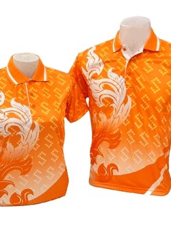 MN POLO เสื้อโปโลพิมพ์ลาย แบบพิมพ์ลายขอ สีส้ม