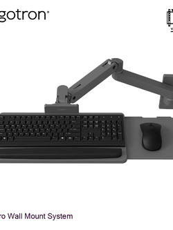 Ergotron LX Pro Wall Keyboard Arm (dark grey) Adjustable Keyboard Mount