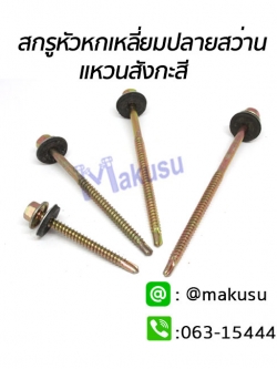 สกรูยึดกระเบื้องลอนคู่ แปเหล็ก ปลายสว่าน แหวนสังกะสี สกรูยึดหลังคากระเบื้อง มี 6 ขนาด