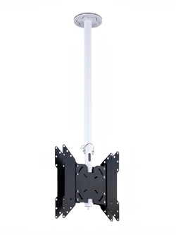 C400D2-W (ท่อขาว) Dual-Zone Ceiling Mounts for Flat panel TV & Commercial Signage ขาแขวนทีวี ติดเพดานขนาด 37"- 60" x2จอ (ไม่ก้ม-เงย), Max VESA 400 x 400mm., Weight Capacity 50 Kg. สำเนา