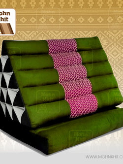หมอนสามเหลื่ยม15 ช่องติดเบาะ1พับ ต่อผ้าพิเศษ 50x90x36Cm Tri-angle kapok Traditional Floor Cushions 15 holes with 1 part of mattress.