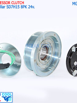 คลัชคอมแอร์ แคตเตอร์พิลล่าร์ สายพาน8ร่อง MGC0155 24v 8pk 153mm Caterpillar SD7H15 Sanden แคท ชุดครัชคอมเพรสเซอร์ แอร์รถยนต์